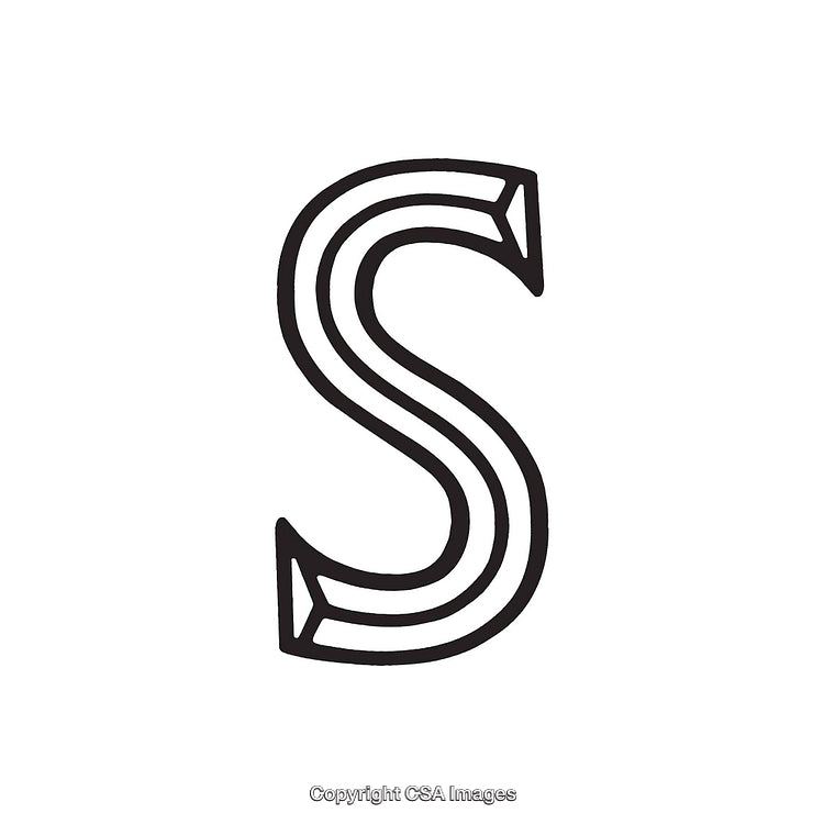 Stylized Monochrome Letter S Illustration with Simple Bold Lines