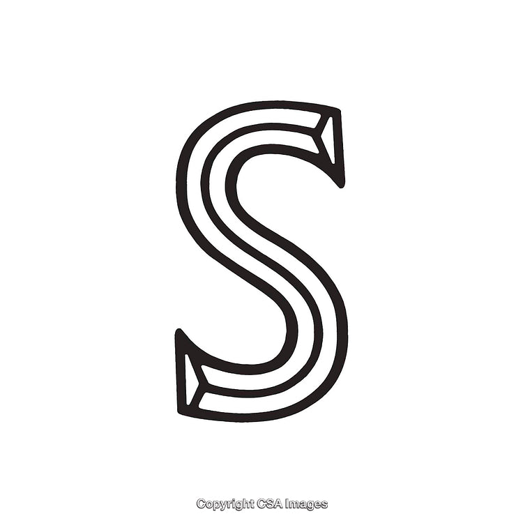 Stylized Monochrome Letter S Illustration with Simple Bold Lines