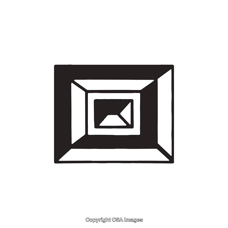 Abstract Geometric Greek-Inspired Symbol for Theta with Bold Black and White Lines