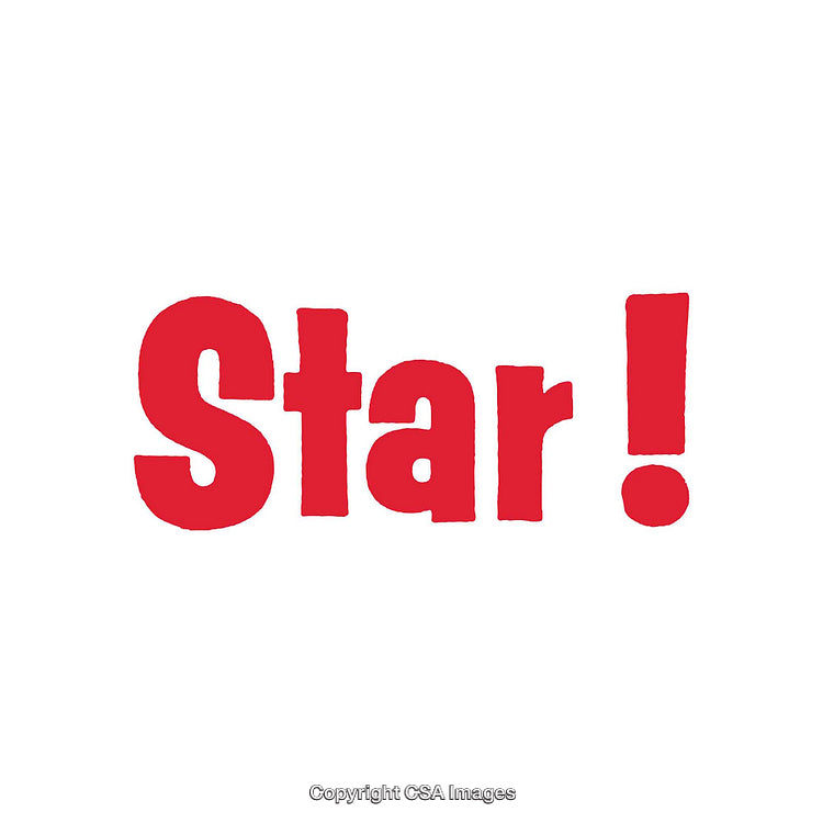 Bold Red Star Text with Exclamation Mark on White Background