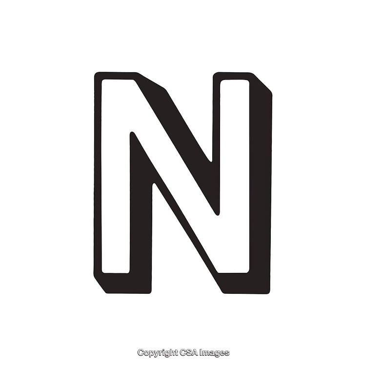 Bold Monochrome Illustration of the Letter N in Crisp Design