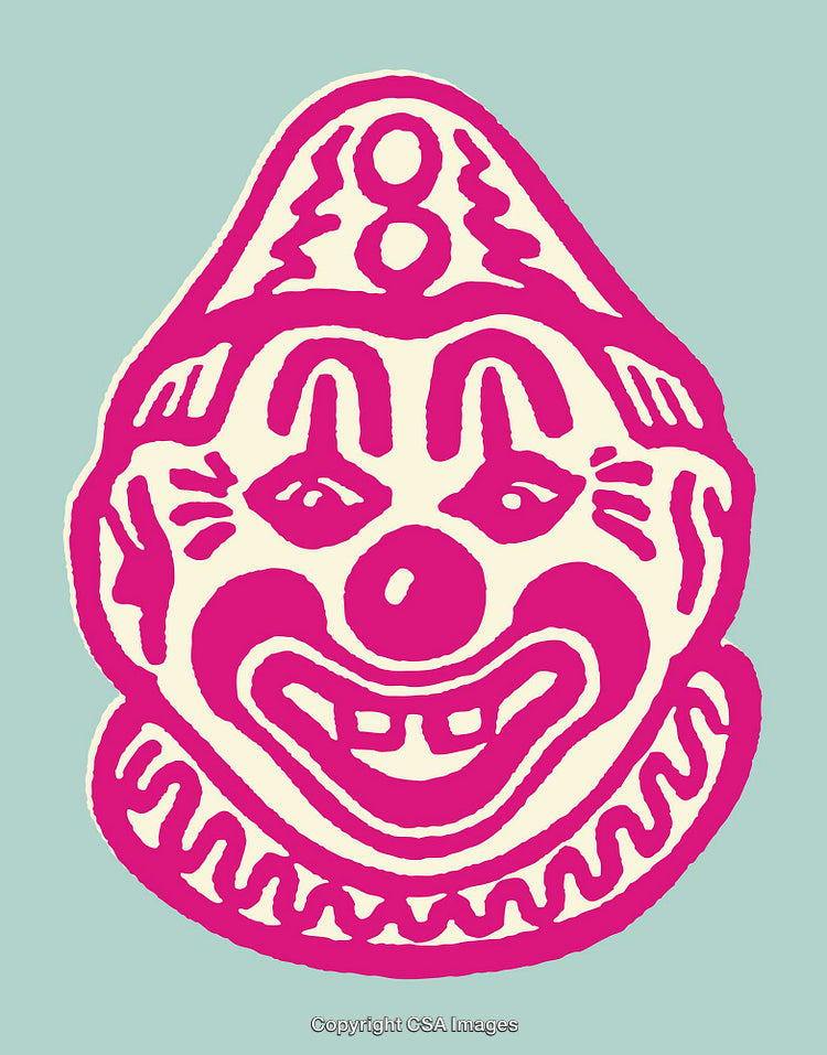 Colorful Line Art Illustration of a Smiling Clown Face