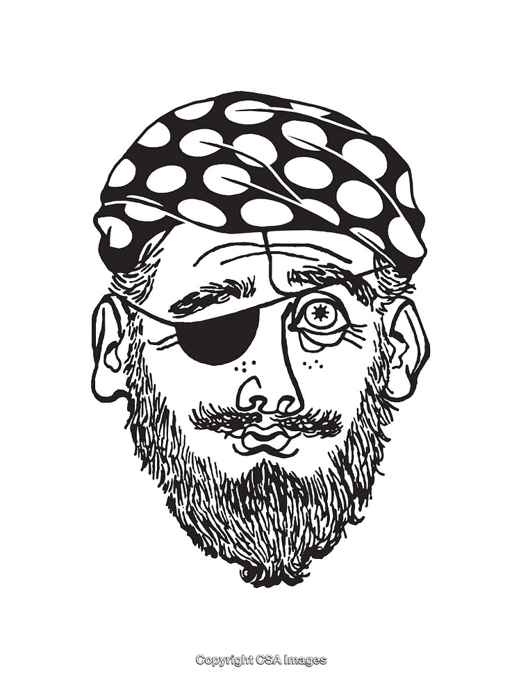 Illustration of a Bearded Pirate with a Polka-Dot Bandana