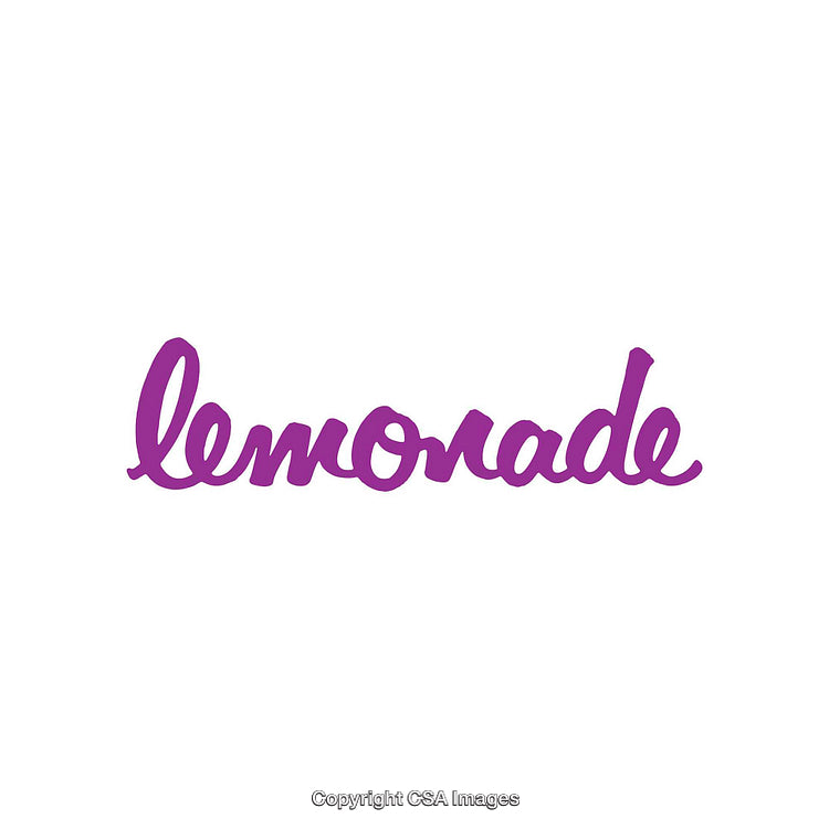 Purple Cursive Text on White Background with Word Lemonade