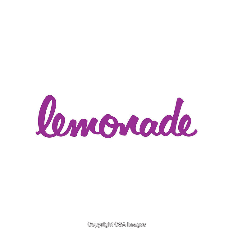 Purple Cursive Text on White Background with Word Lemonade