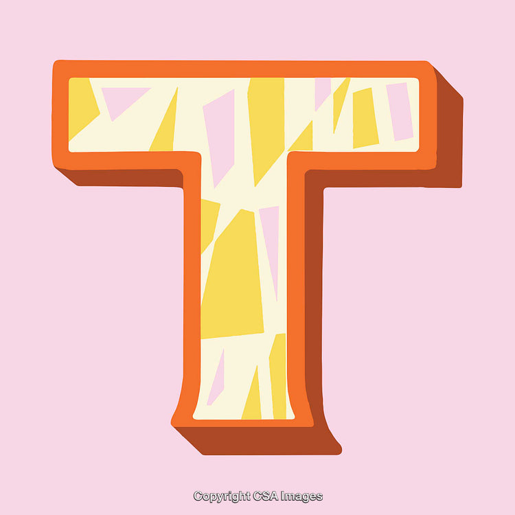 Bold Letter T With Geometric Pattern On Pastel Background