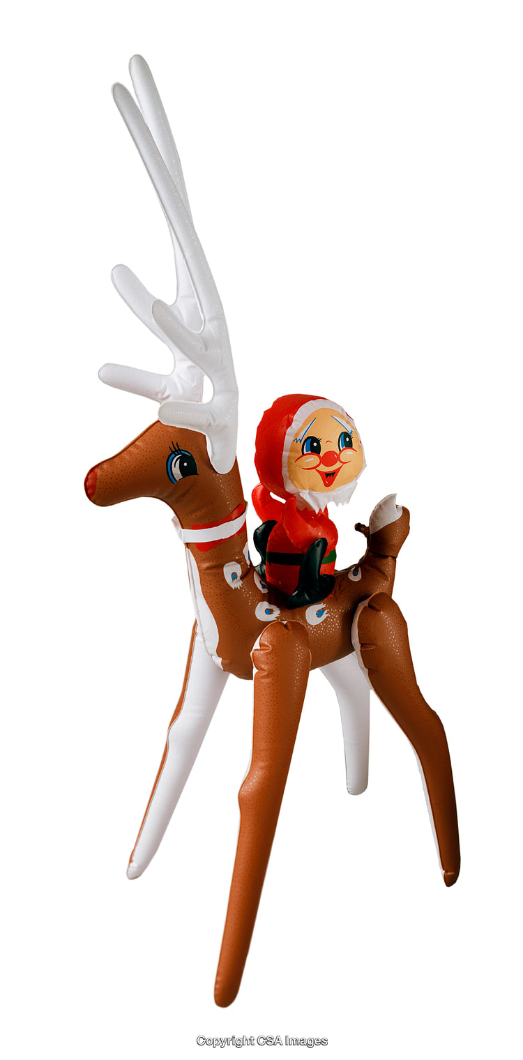 Inflatable Reindeer Toy With Santa Claus Figure for Festive Decorations