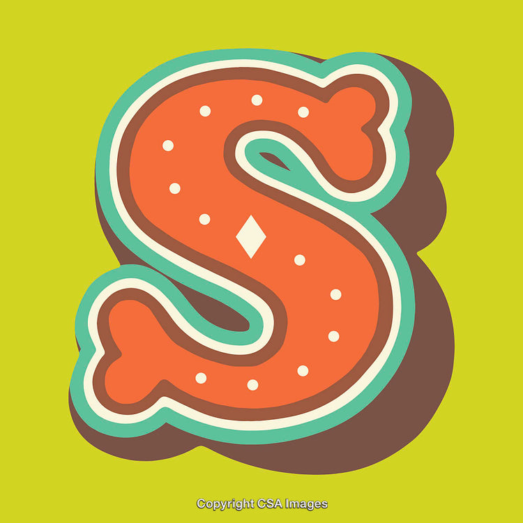 Decorative Illustration of the Letter S Featuring Bright Colors and Patterns