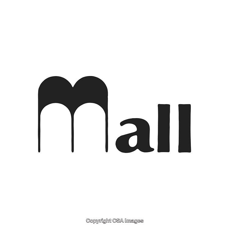 Minimalist Black and White Mall Logo Design with Creative Typography