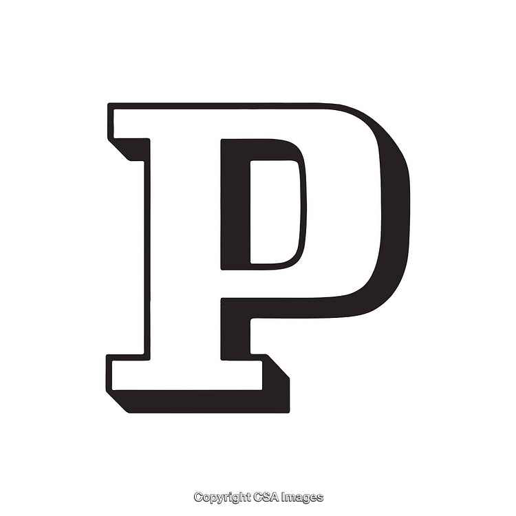 Bold Black and White Letter P in Vintage Typography Style