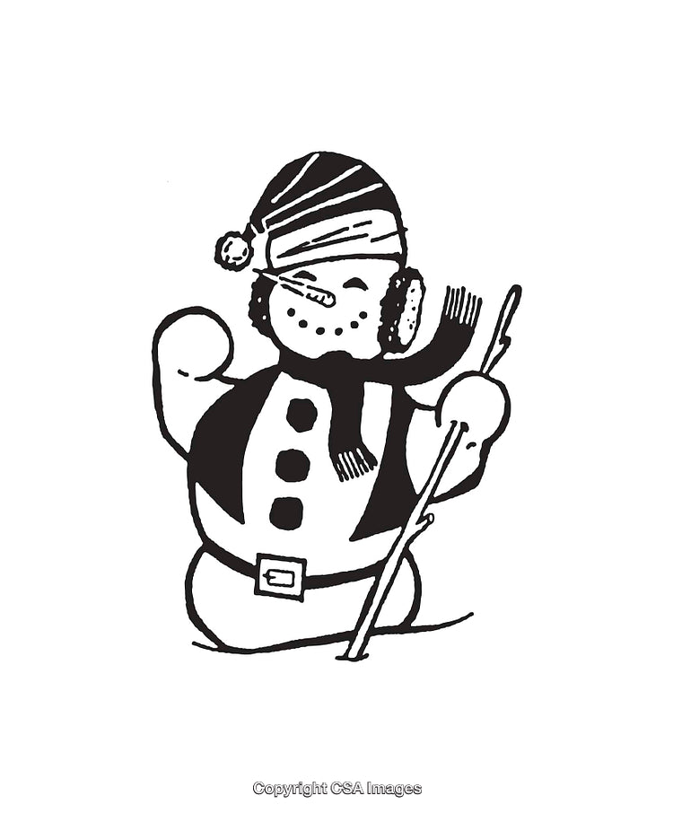 Cheerful Snowman Illustration Featuring Hat, Scarf, and Decorative Buttons