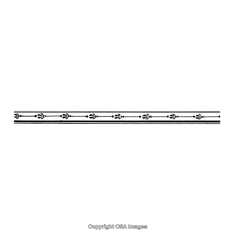 Black and White Decorative Border with Repeating Floral Design