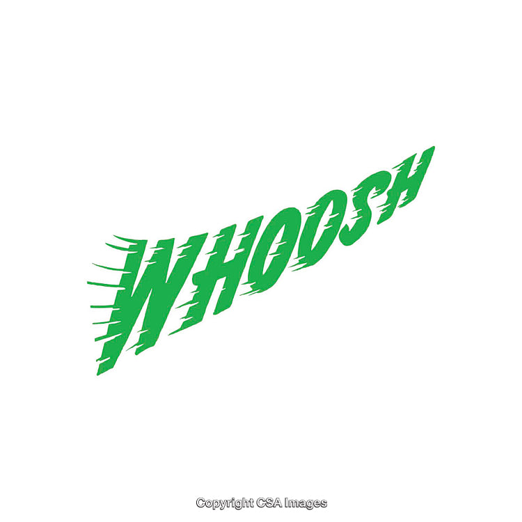 Dynamic Green Whoosh Word Graphic on White Background