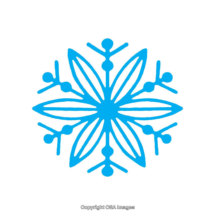 Blue Symmetrical Snowflake Design with Floral and Figurative Motifs