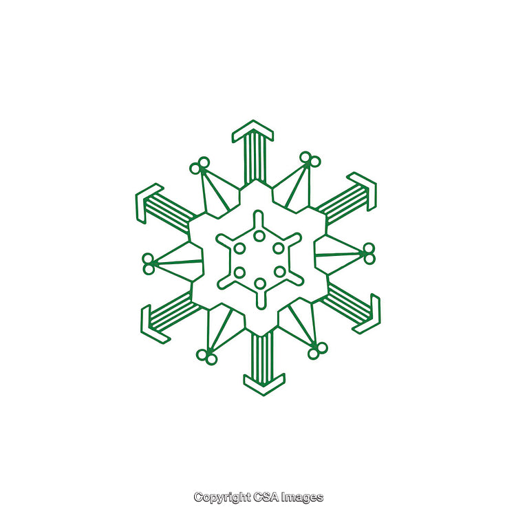 Intricate Green Geometric Snowflake Design Illustration for Decorative Purposes