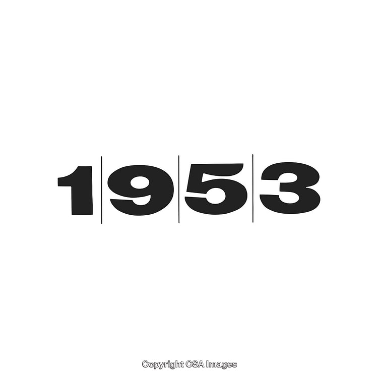 Centered Display of 1953 in Black Classic Font on White Background