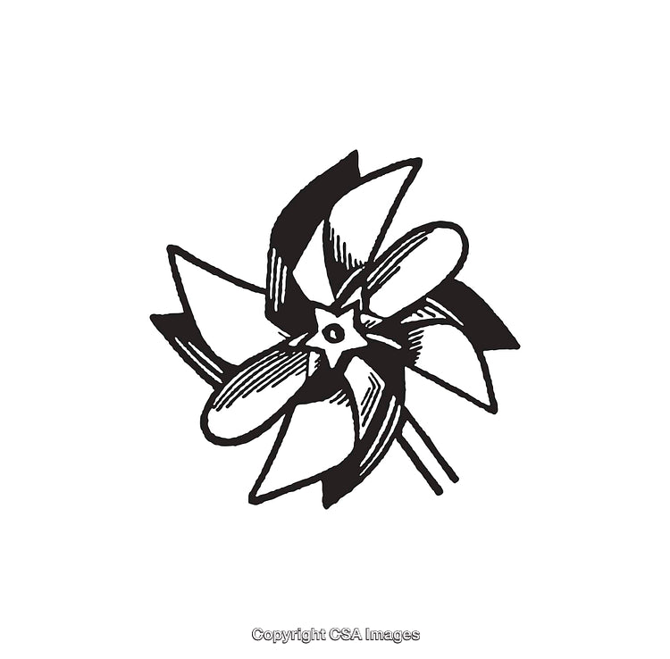 Black and White Line Art of a Pinwheel Illustration