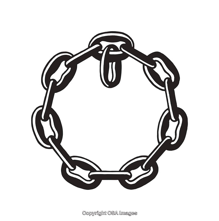 Circular Chain Link Design in Black and White Line Art Style
