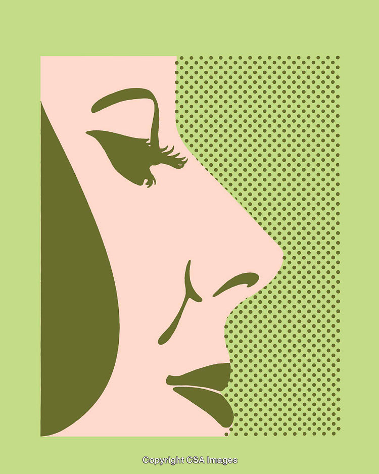 Color Line Art Illustration of a Profile with Abstract Shapes