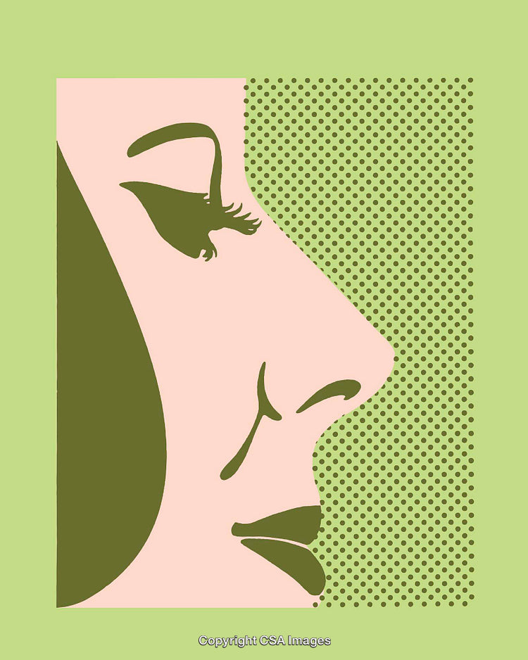 Color Line Art Illustration of a Profile with Abstract Shapes