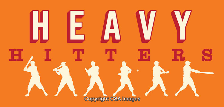 Baseball Themed Illustration Featuring Heavy Hitters and Player Silhouettes