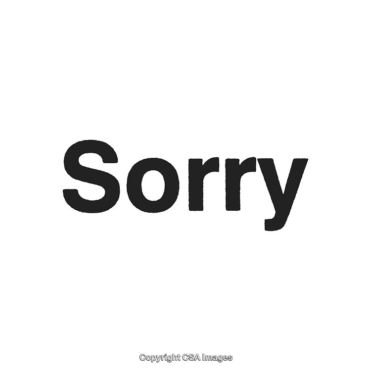 Black Typography Displaying the Word 'Sorry' on White Background