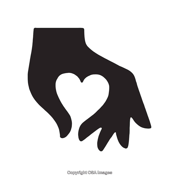 Silhouette of Hand Forming a Heart in Modern Minimalist Style