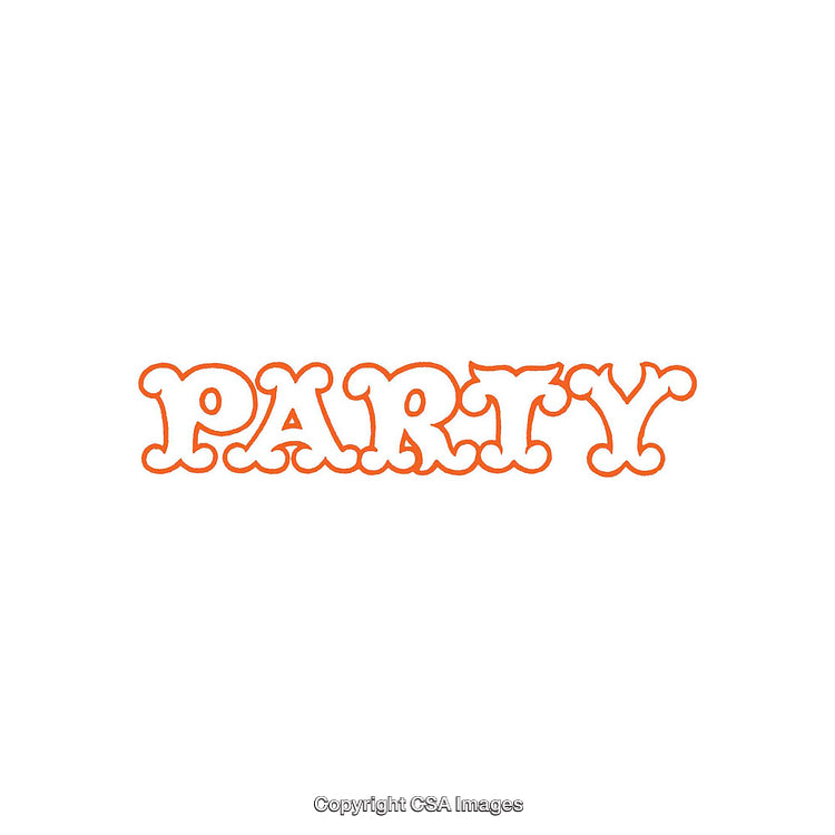 Colorful Fun Party Text Design With Playful Font and Orange Details