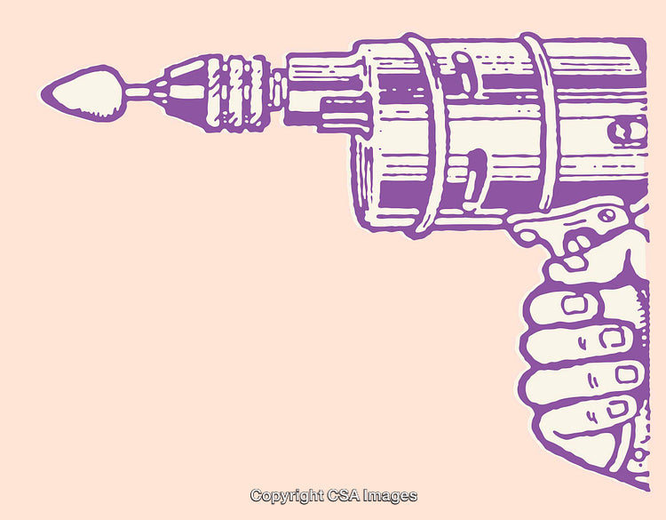 Color Line Art of a Power Tool in Retro Style Design