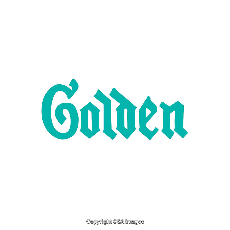 Typography with the Word Golden in a Stylized Turquoise Font Design