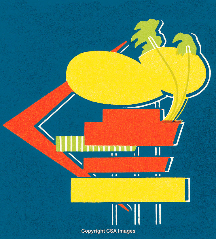 Vibrant Abstract Collage with Tropical Motif and Bold Geometric Forms