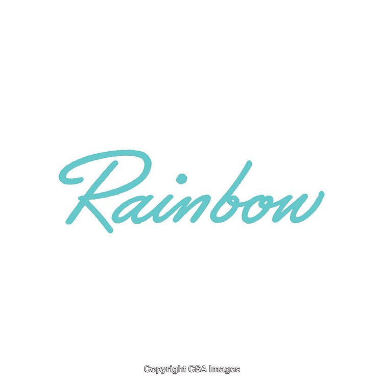 Simple Blue Handwritten Text Illustration with the Word Rainbow