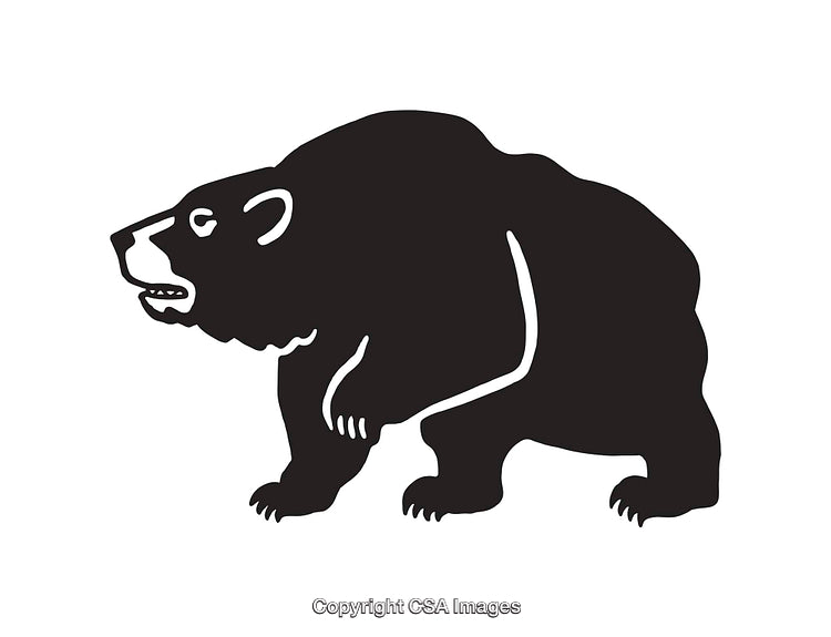 Black and White Line Art Illustration of a Standing Bear