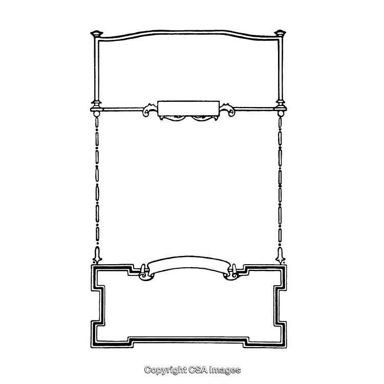 Vintage Black and White Ornamental Hanging Frame Border Illustration
