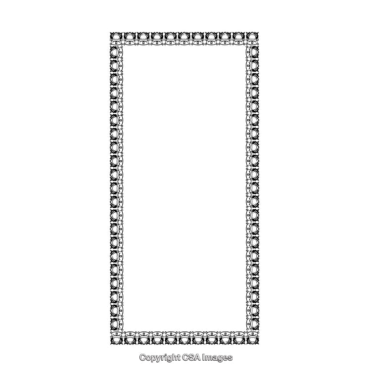 Intricate Black and White Decorative Border Design on a White Background