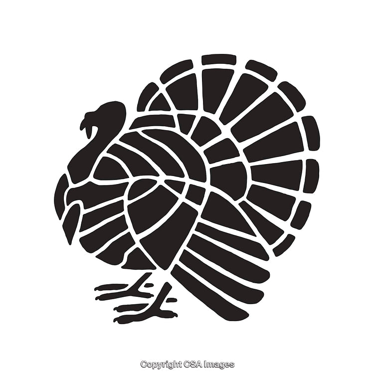 Detailed Black and White Line Art Illustration of a Turkey