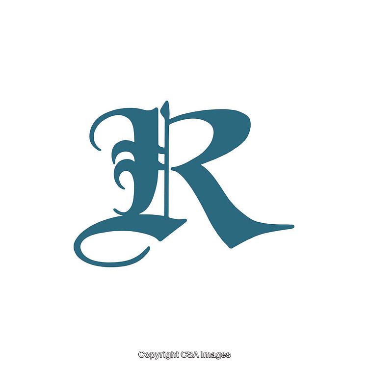 Elegant Vintage Styled Monogram Featuring the Letter R in Teal Script