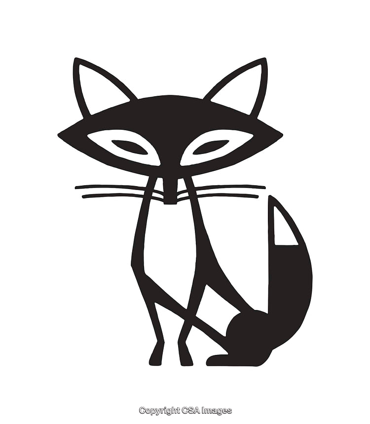 Abstract Black and White Illustration of a Stylish Fox Design