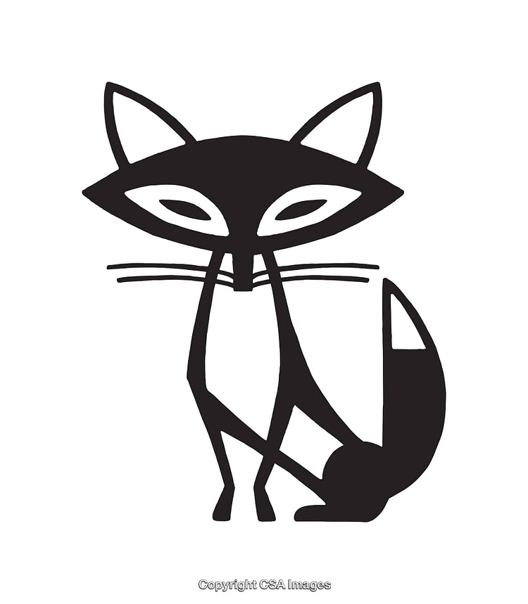 Abstract Black and White Illustration of a Stylish Fox Design