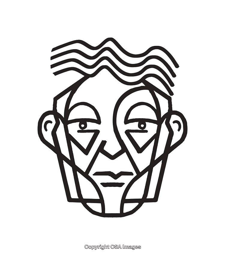 Abstract Face Line Drawing With Unique Design and Artistic Patterns