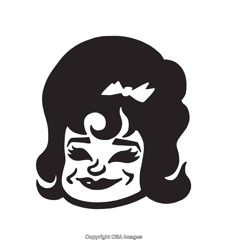 Black and White Line Art Illustration of a Smiling Woman's Face
