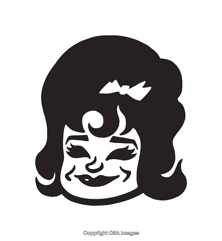 Black and White Line Art Illustration of a Smiling Woman's Face