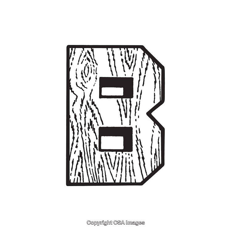 Letter B with Wood Grain Texture in Bold Design