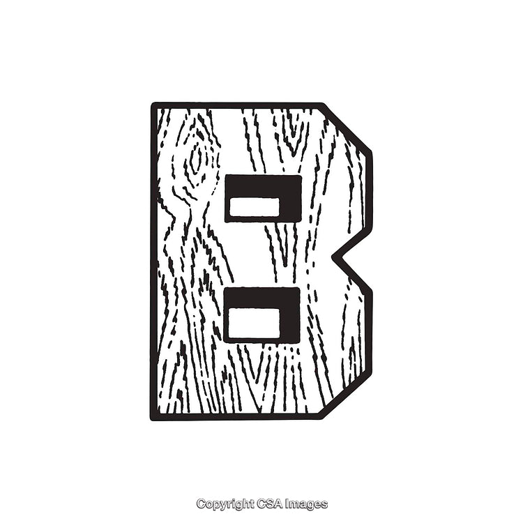 Letter B with Wood Grain Texture in Bold Design