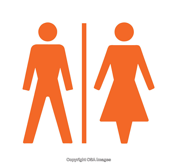 Orange Gender Icons for Male and Female with Separation Line