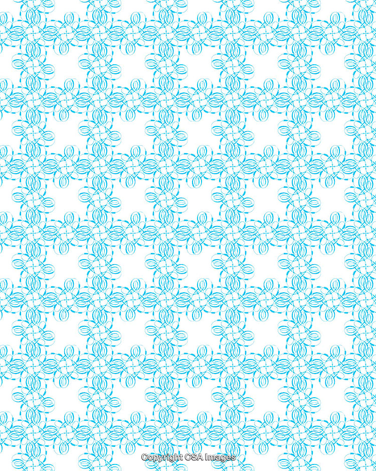 Abstract Geometric Floral Pattern in Blue on White Background