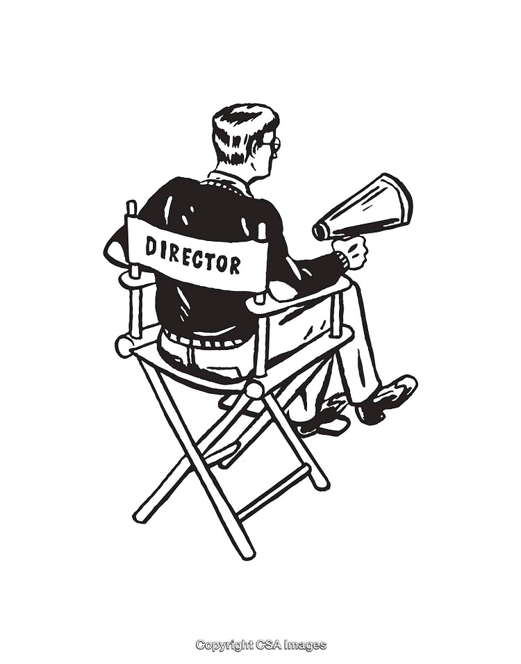 Line Art Illustration of a Director Sitting in a Chair