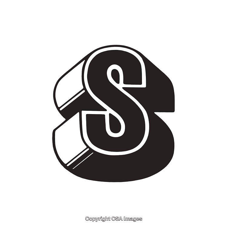 Bold Stylized Black and White Letter S Design Illustration