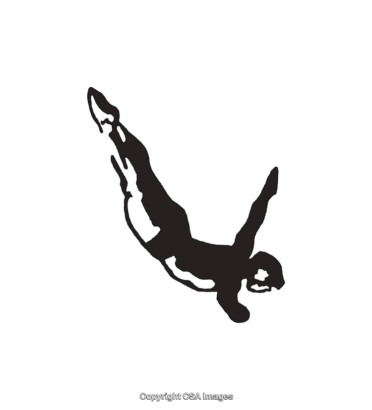 Diver Silhouette in Black and White Displaying Graceful Motion