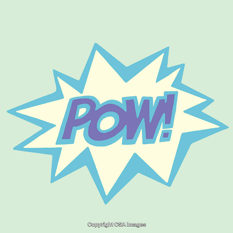 Colorful Comic Style Pow Text Explosion on Light Background